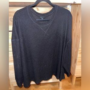 Black Cropped Waffle Sweater
